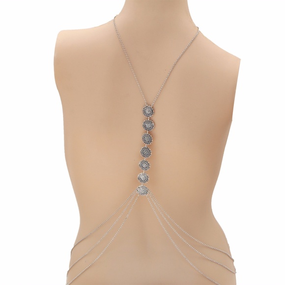 Silver Bohemian Beach Body Jewelry Harness Chain - Picture 4 of 8